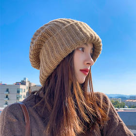 新款日系学生成人大号男帽子女冬季ins百搭粗针织毛线保暖防寒堆堆帽