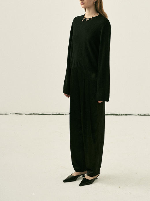 Viktoria Chan | AW22078 Rue cashmere basic [山羊绒圆领毛衣 黑/白] 商品图6