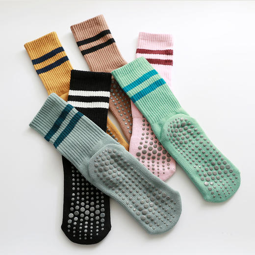 瑜伽袜女防滑耐磨跳操护脚瑜伽小腿袜毛圈二杠高弹螺纹健身运动袜【11800】 商品图4