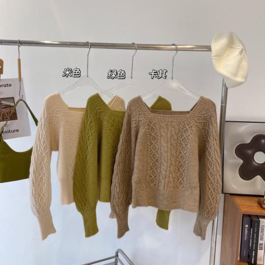 【轻盈舒适】岚可可法式复古麻花大方领针织衫 商品图3