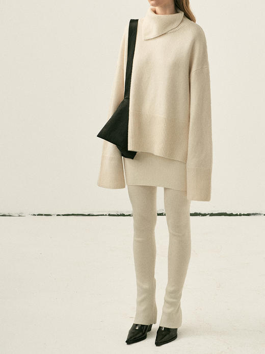 Viktoria Chan | AW22098 Gina wool knit [绵羊毛高领毛衣 藏青/白] 商品图2