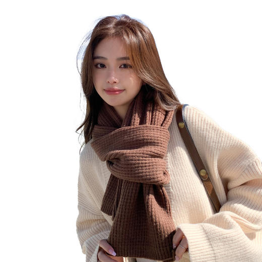秋冬季针织粗毛线仿羊绒围巾女韩版小清新ins风加厚纯色保暖围脖 商品图4