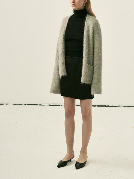 Viktoria Chan | AW22077 Rue knitted cardigan [羊驼毛开衫外套 灰/白] 商品图8