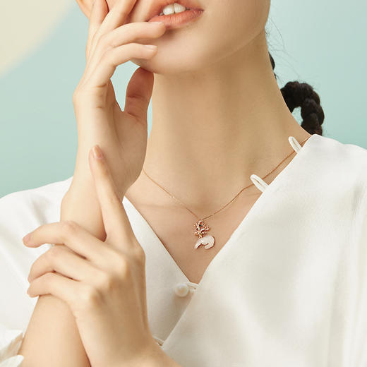 ［东方幸趣］18K玫瑰金和田玉镶钻项链#壹鹿 商品图3