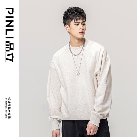 PINLI品立秋冬新款520克重磅圆领套头休闲卫衣oversize外套潮GD223309389 商品图8