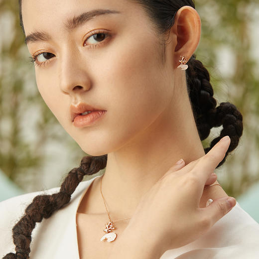 ［东方幸趣］18K玫瑰金和田玉镶钻项链#壹鹿 商品图2