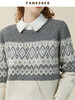 Famecoco范可儿菱形格毛衣女秋冬款圆领套头毛衫羊毛针织F228DB022 商品缩略图3