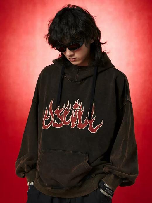 OSCill/火焰金光炒色连帽卫衣复古街头廓形新中式 商品图2