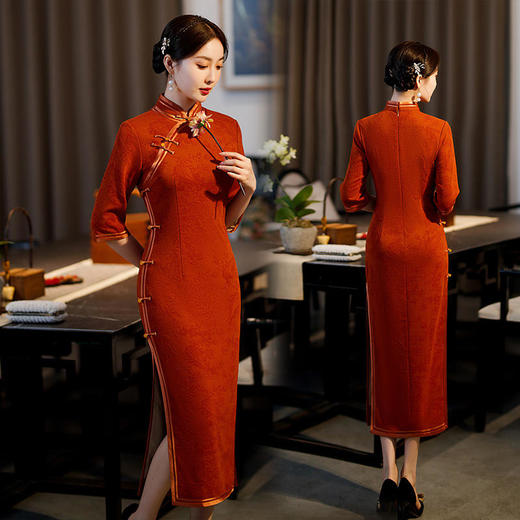 秋冬新款，年轻款民国复古日常质感中国风旗袍HQ-杜若 商品图1