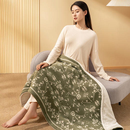 【已下架】forestlife 可水洗针织牛奶绒印花暖身毯 膝盖电热毯150*80cm[福利品] 商品图4