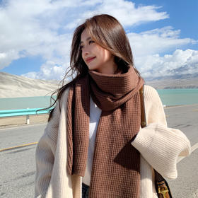 秋冬季针织粗毛线仿羊绒围巾女韩版小清新ins风加厚纯色保暖围脖
