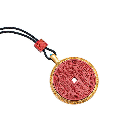 s925银镀金镶朱砂山鬼花钱吊坠男项链挂件女符本命年挂件 商品图4