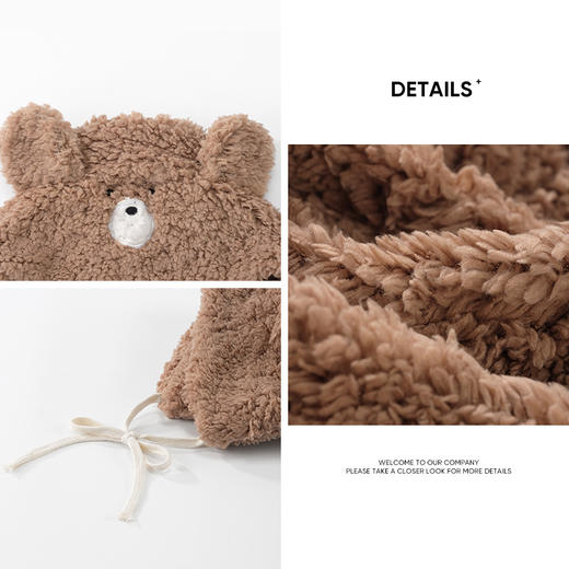 「3款配色！小熊耳朵冬帽」韩版秋冬毛绒帽子 女可爱加绒保暖护耳帽柔软出游冬帽配饰 商品图3