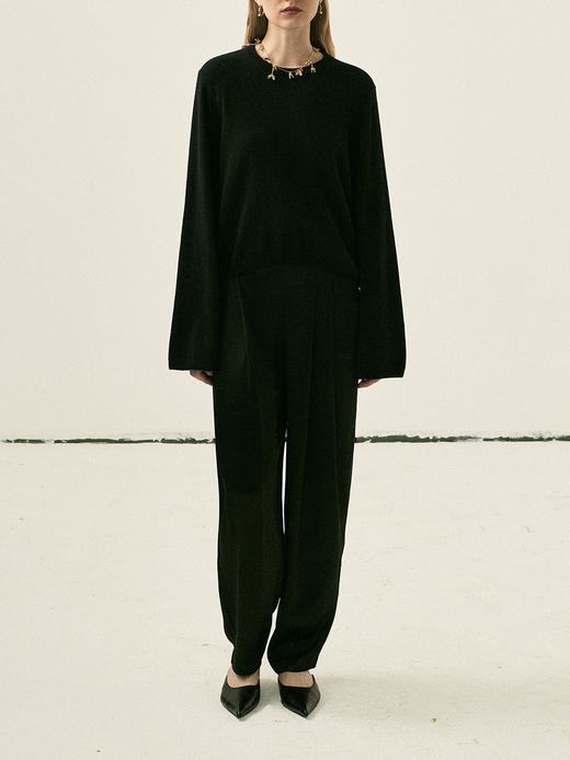 Viktoria Chan | AW22078 Rue cashmere basic [山羊绒圆领毛衣 黑/白] 商品图1