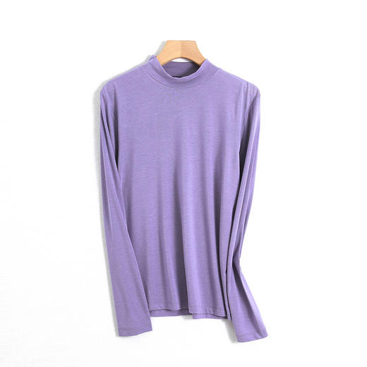 羊毛德绒半高领发热打底衫女士秋冬季春款磨毛蓄热打底修身长袖 商品图3