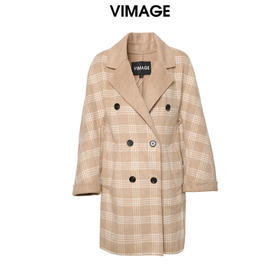 VIMAGE纬漫纪冬季新款时尚复古中长款毛呢大衣V1214823