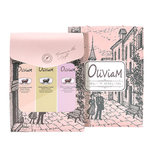 【中欧班列精选】澳洲护手霜套装 原装进口OLIVIAM/澳莉维亚玫瑰薰衣草蜡菊南澳老街风护手霜三件套 商品图1