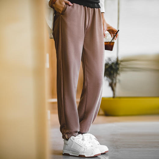 马登 休闲针织薄款卫裤抽绳松紧腰弹力束脚垂感宽松运动长裤女 商品图3