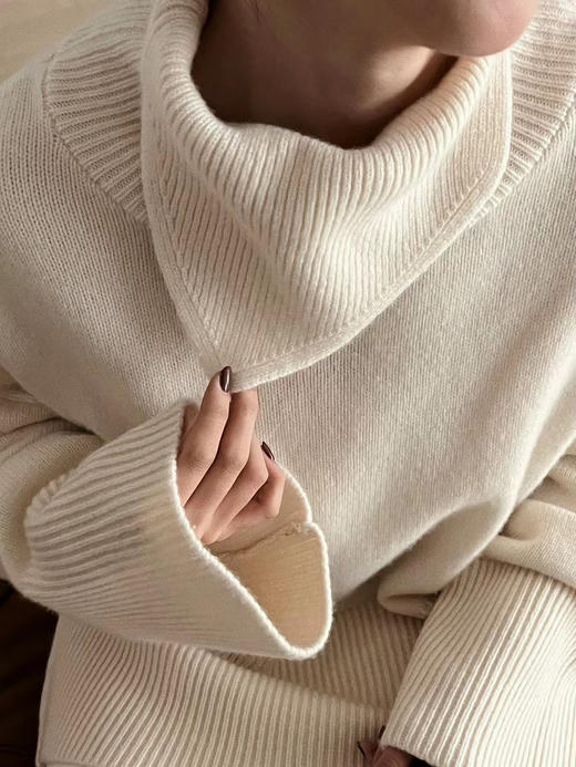 Viktoria Chan | AW22098 Gina wool knit [绵羊毛高领毛衣 藏青/白] 商品图1