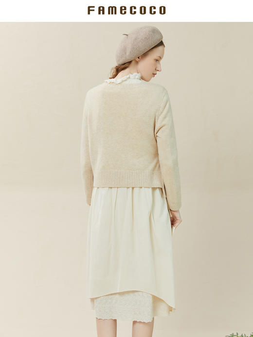 Famecoco范可儿套头毛衣连衣裙两件套羊毛针织连衣裙套装F228EA001 商品图2
