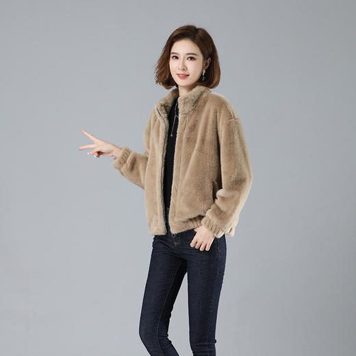 CT-2107 2022新款短款韩版修身女式仿水貂毛外套 秋冬季海宁皮草女士外套 商品图5
