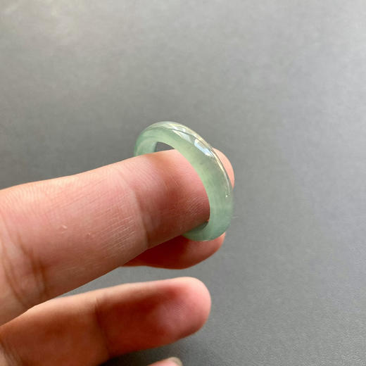 高冰种蓝水雪花棉翡翠指环16.5 商品图4