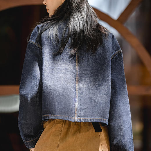 马登女装复古短款牛仔外套女设计感小众夹克小个子休闲上衣春新款 商品图4