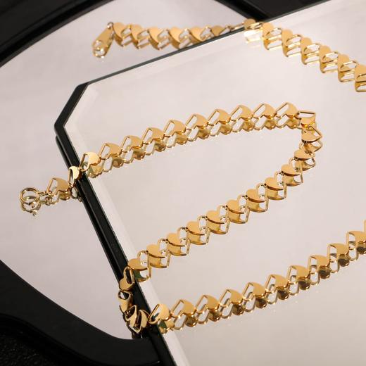 海外成品进口 素金 强工艺 【爱心】18k金锁骨链 商品图0