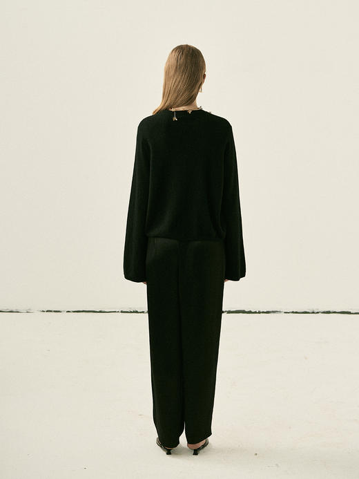 Viktoria Chan | AW22078 Rue cashmere basic [山羊绒圆领毛衣 黑/白] 商品图7