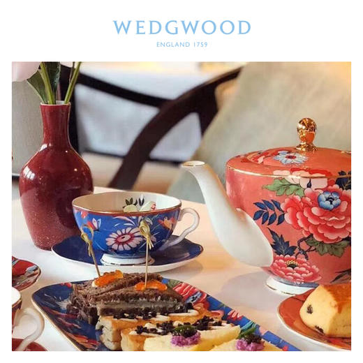 【WEDGWOOD】威基伍德嫣红牡丹珊瑚色大茶壶骨瓷带盖欧式咖啡壶单壶套装 商品图2