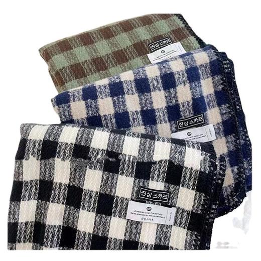 日系软糯格子拼色围巾女秋冬2022新款韩版百搭学生披肩保暖围脖潮 商品图4