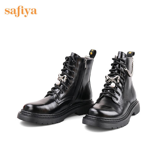 【春节不打烊】Safiya/索菲娅 新潮IP玩趣可拆卸扣饰厚底系带休闲厚底马丁靴 SF24116177 商品图3