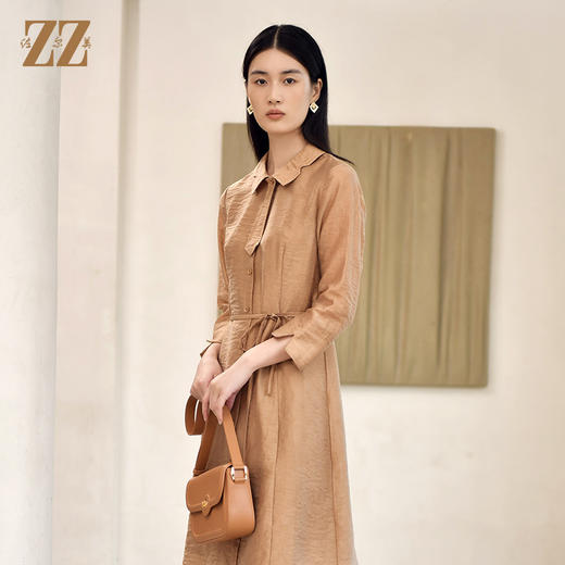 佐尔美2022秋季新款 气质职场贝母扣中长连衣裙女E23LL16 商品图1