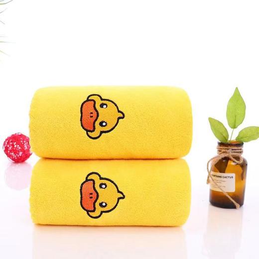 【70*130大号】小黄鸭浴巾花边珊瑚绒成人儿童卡通宝宝洗澡毛巾 商品图1
