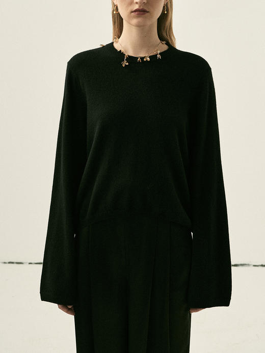 Viktoria Chan | AW22078 Rue cashmere basic [山羊绒圆领毛衣 黑/白] 商品图8