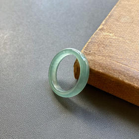 高冰种蓝水雪花棉翡翠指环16.5