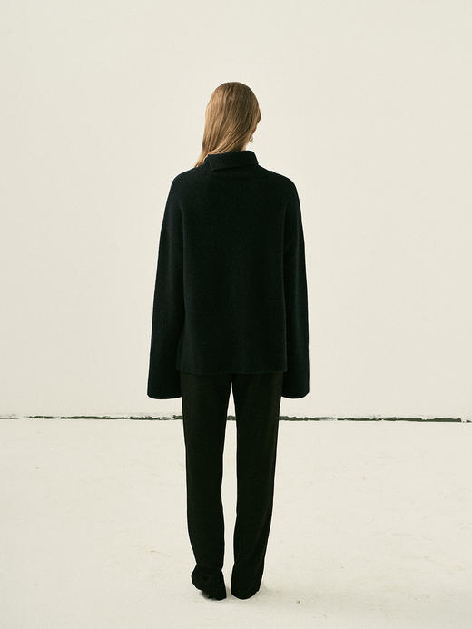 Viktoria Chan | AW22098 Gina wool knit [绵羊毛高领毛衣 藏青/白] 商品图6