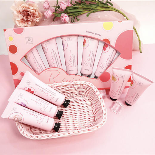 科士威浪漫护手霜套盒 滋润保湿补水防干裂提亮肤色嫩白五只礼盒装 商品图1