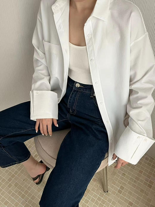 Viktoria Chan | AW22050 RUE boyfriend shirt [粉、白] 商品图1