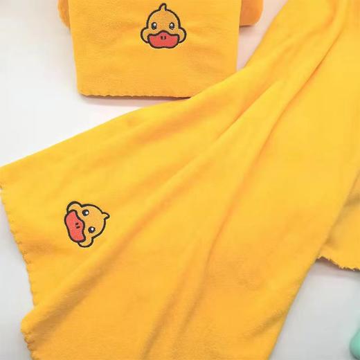 【70*130大号】小黄鸭浴巾花边珊瑚绒成人儿童卡通宝宝洗澡毛巾 商品图3