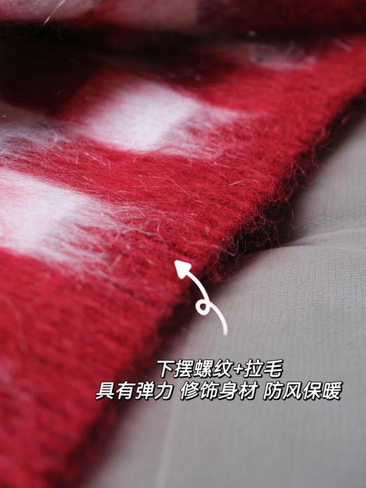 高颜值马海毛针织开衫！拉毛红白晕染棋格！工厂资源I*M同款同材质！超幼马海毛+超细美丽诺羊毛混纺 贴肤柔软~ 商品图6