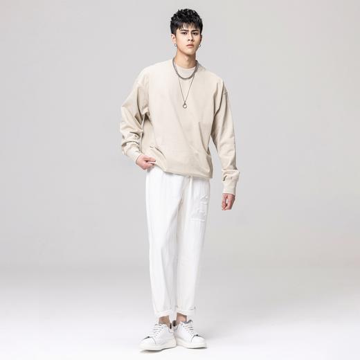 PINLI品立秋冬新款520克重磅圆领套头休闲卫衣oversize外套潮GD223309389 商品图1