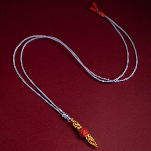 925银藏式金刚杵朱砂吊坠六字真言项链 商品图1