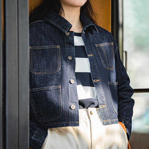 马登女装复古短款牛仔外套女设计感小众夹克小个子休闲上衣春新款 商品图3