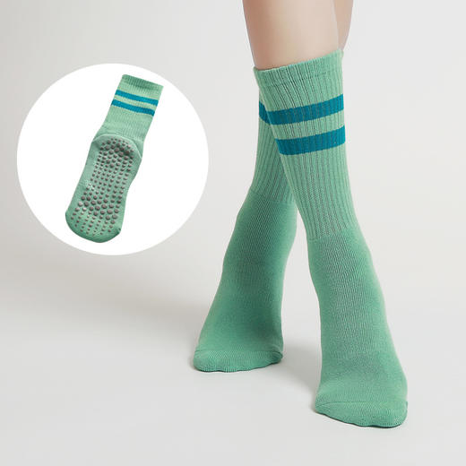 瑜伽袜女防滑耐磨跳操护脚瑜伽小腿袜毛圈二杠高弹螺纹健身运动袜【11800】 商品图0