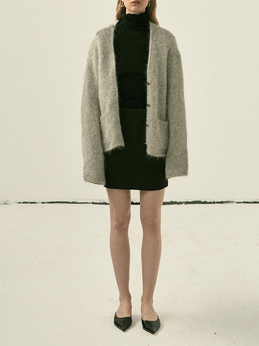 Viktoria Chan | AW22077 Rue knitted cardigan [羊驼毛开衫外套 灰/白] 商品图7