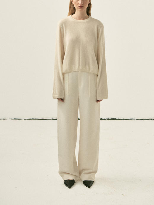 Viktoria Chan | AW22078 Rue cashmere basic [山羊绒圆领毛衣 黑/白] 商品图0