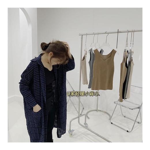 黛唯梵优惠欧阳娜娜同款2件装秋冬U家轻暖小背心德绒磨毛自热外穿打底保暖背心女 秋冬日系棉修身型蝴蝶结花边纯色吊带型森女打底棕色吊带 商品图7