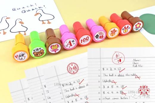 幼儿儿童教师奖励印章随机图案2个/卡4个/卡8个/卡老师你真棒加油进步100分学生文具笑脸大拇指盖章可水洗 商品图4