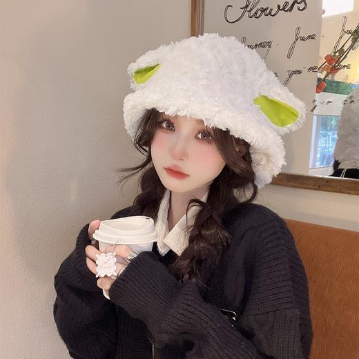 【可爱针织小羊帽】冬季小羊帽子 冬天渔夫帽女可爱针织毛线 保暖秋冬季耳朵毛绒咩咩帽 商品图3